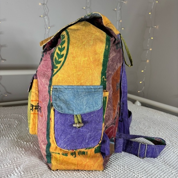Flying High Backpack Patchwork Reversible Cotton Rice Pack Festival Travel Gift main image 12